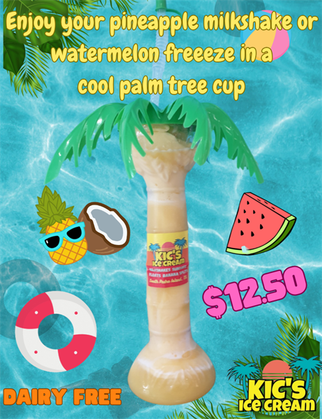 Palm Tree Cup filled with your choice of milkshake or freeze