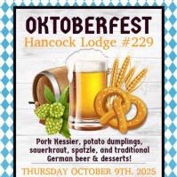 Hancock Lodge #229 presents - Oktoberfest 2025