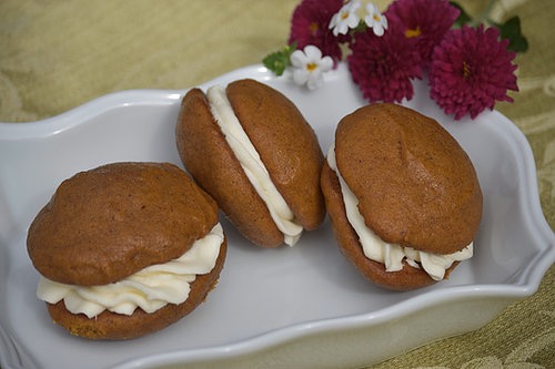 Pumpkin Whoopie Pie with Cream Cheese Frosting