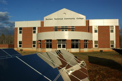 The Durham Tech Orange County Campus is located in the Waterstone Development and holds 22 instructional spaces, including classrooms, computer and science labs, a library, flexible use space, instructional and student support services areas.