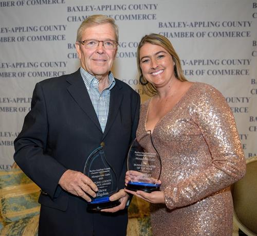 Pineland Bank's Steve Rigdon, AC Legacy Award Winner and Heather Mullis, Business Leader of the Year