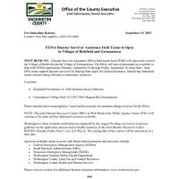 FEMA Field Teams to Open in Villages of Richfield and Germantown