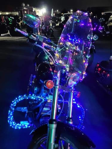 Motorcycle all ready for the Night Light Ride