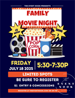 Summer Fun @ The Event Nook $1 Family Movie Night
