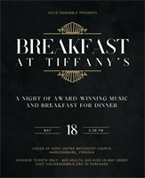 Breakfast at Tiffany’s: A Night of Award Winning Music & Breakfast for Dinner