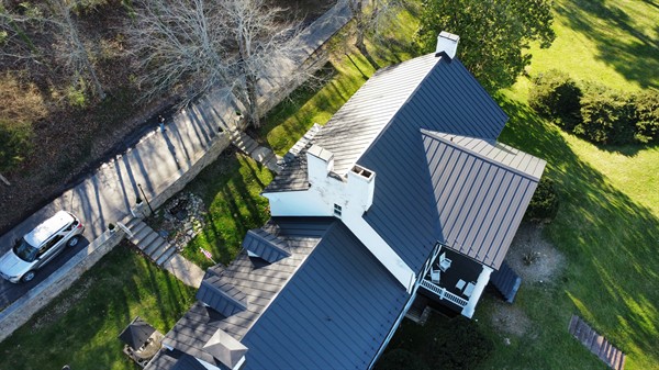 Standing Seam Metal Roof on Farmhouse