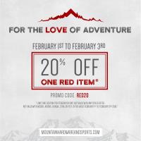 20% Off One Red Item at Mountain Hardware and Sports