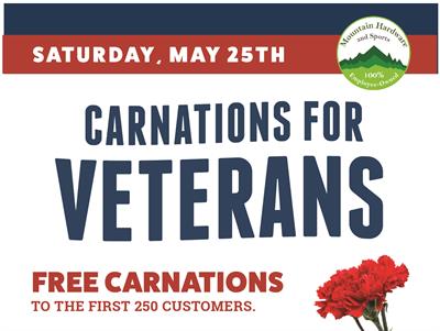 Carnations for Veterans at Mountain Hardware & Sports