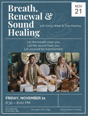 Breath, Renewal & Sound Healing with Emily Weer & Troy Keeney