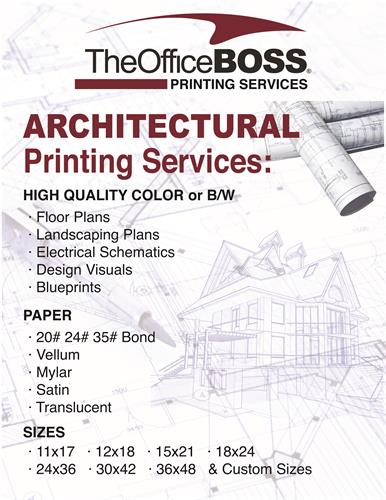 Architectural Printing, Construction plans, Submittals, Electrical, Civil Drawings, Landscape, and Structural 