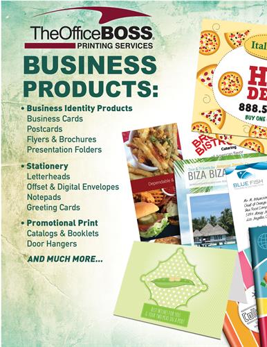 Business Cards, Flyers, Rack Cards, Postcards, Greeting Cards, Menus, Invitations, Wedding Events, Hang Tags, and Marketing Material.