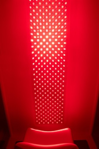 Red and Near Infrared light panels in a two person booth