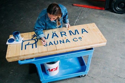 Handmade Värma Sauna Co Shop Sign
