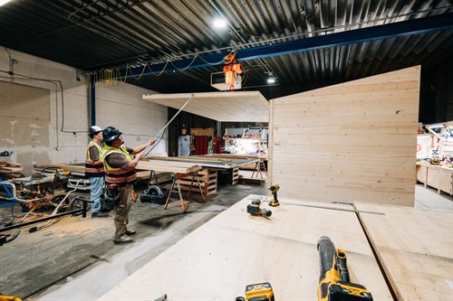 Cross Laminated Timber Panel Placement at Värma Sauna Co