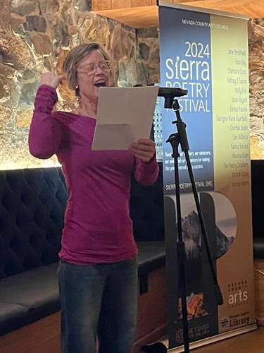 Reading at open mic, Nevada City