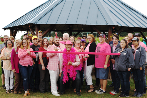 Ribbon cutting at our Real Men Wear Pink kick off 