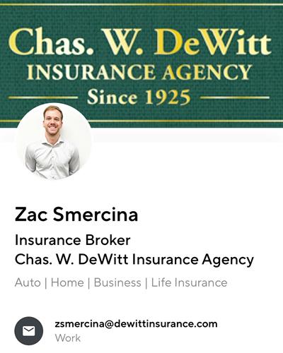 Zac Smercina, Insurance Broker