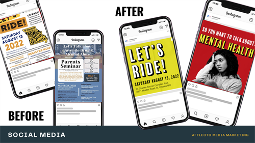 Before and After examples of how we improved a brand's social media presence
