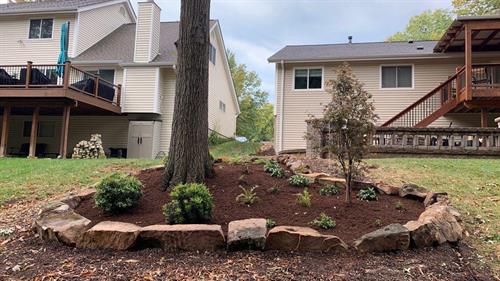 Planted bed with boulder edging