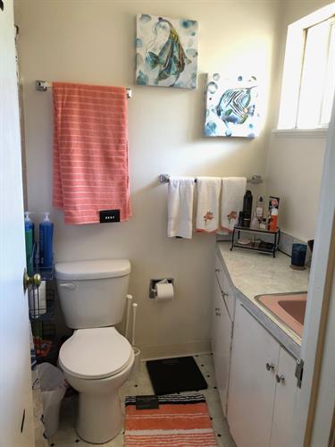 The bathroom is now has bright decor and soothing colors. It is pretty and very comfortable to use!