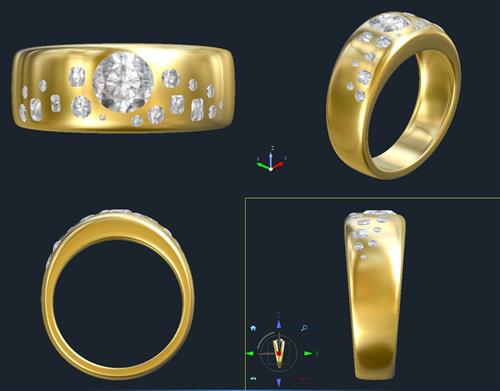 Computer Drawing of Gold & White Stone Ring (see previous photo)