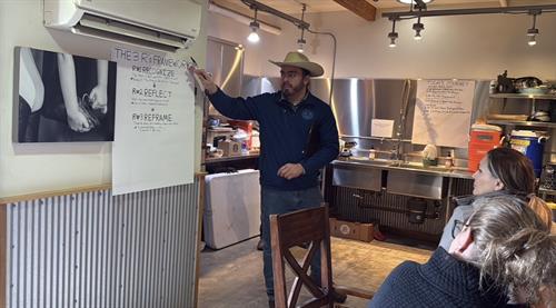 Ranger teaching the 3 R's of Overcoming your Inner Critic at a Regenerative Leadership workshop in the Los Altos Hils
