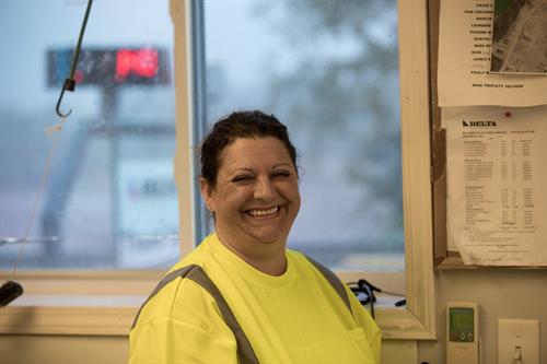 The smiling face of Weighmaster Paula Williams will greet you at our Williamsville Quarry.