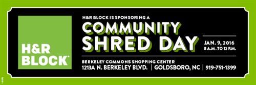 Upcoming Community Shred Day Event Jan 9, 2016