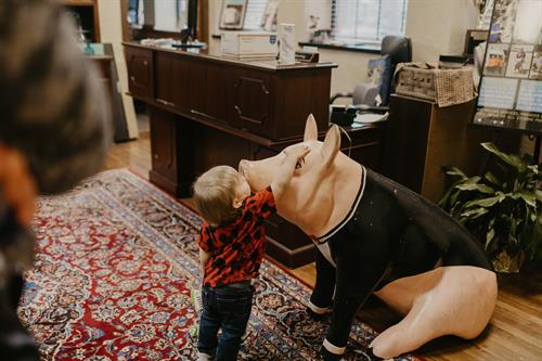 Davis loved the pig at the Goldsboro Visitors Center. 