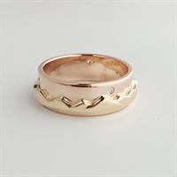 Mountain Ring with Diamond in 14k Yellow and Rose Gold