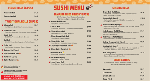 Menu Panel 3 - Sushi Rolls