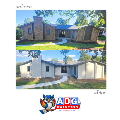 Exterior Residential Brick Painting (plain brick to white brick)