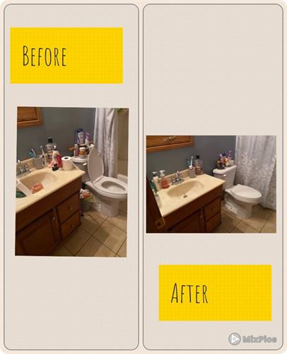 Before and after in a bathroom of a residential client