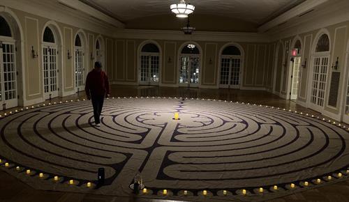 Labyrinth walk February 2024 - Brandt Ballroom, Oxford Community Arts workshop