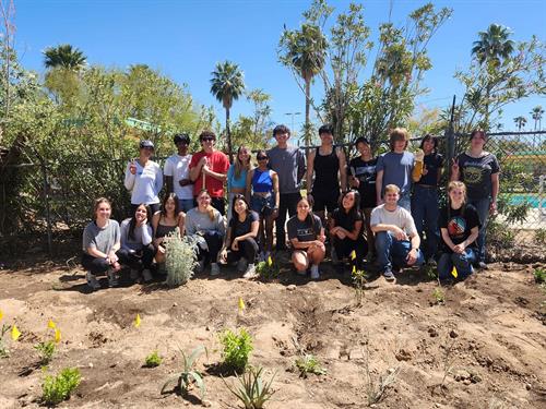 Native pollinator garden with University students