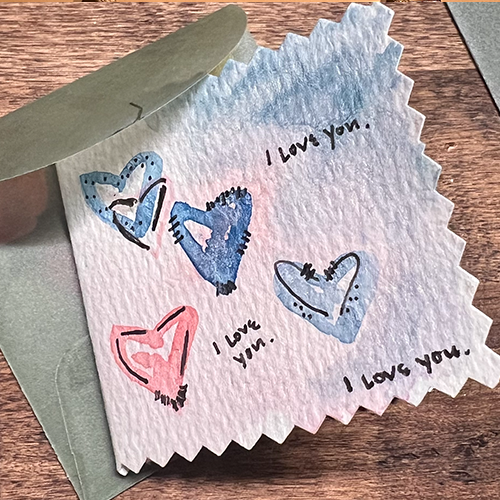 Hand painted watercolor Valentine's Day card