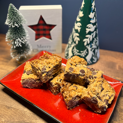 Ooey gooey dark chocolate caramel oatmeal bars