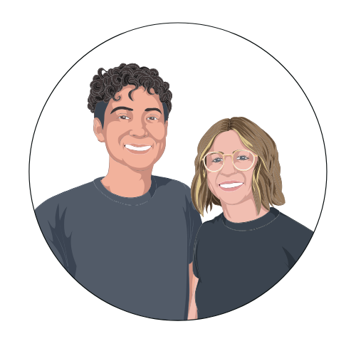 Cartoon of us, Brixton and Marenna