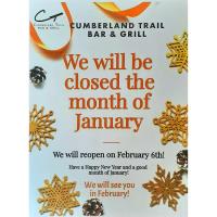 Cumberland Trail Bar & Grill closed until February 6th