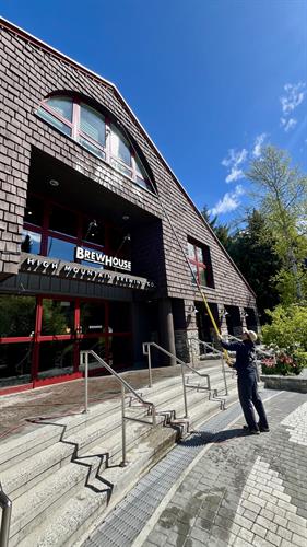 Commercial and storefront window cleaning in Whistler, helping local businesses maintain a clean and professional appearance.
