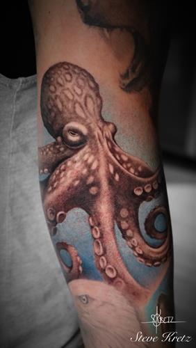 Realistic Octopus Tattoo - Tattooed in Whistler by Steve Kretz