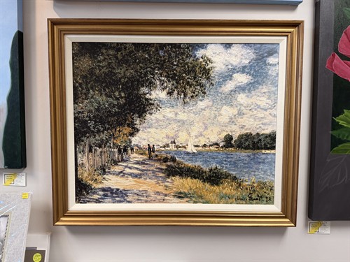 Framed painting with linen liner