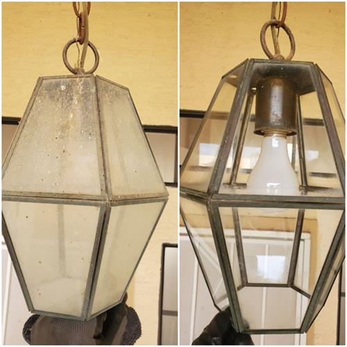 Light fixtures before and after