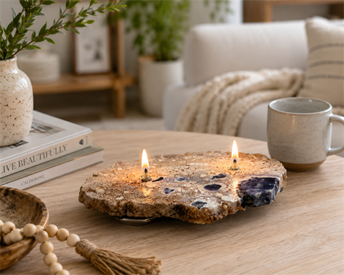 Natural Stone Rock Candles