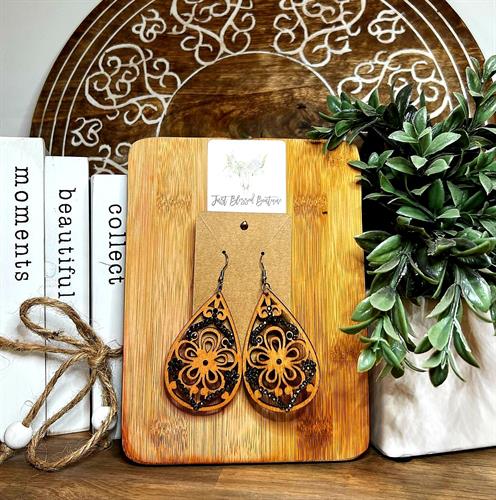 Wooden with Black Onyx bling Wooden with Black Onyx bling
