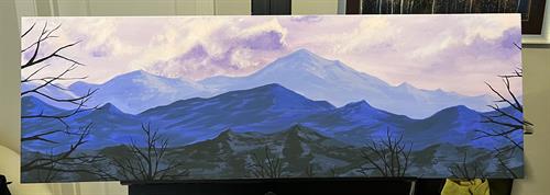 Purple Mountains, original painting, acrylic, 36" x 12"