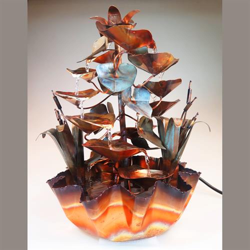 copper water fountain Raintree with fluted base