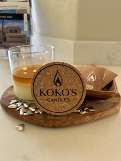 Koko’s Candles cork top on a 16oz candle