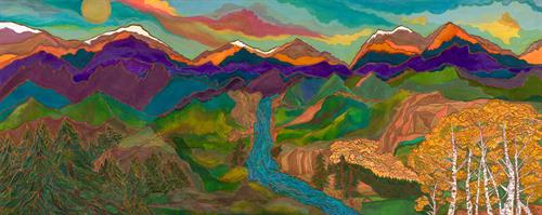 "Rocky Mountain High", 2024 Original Silk Painting (24" x 54")