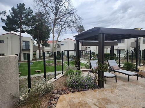 Glass fencing for swimming pool remodel in apartment complex Glass fencing for swimming pool remodel in apartment complex